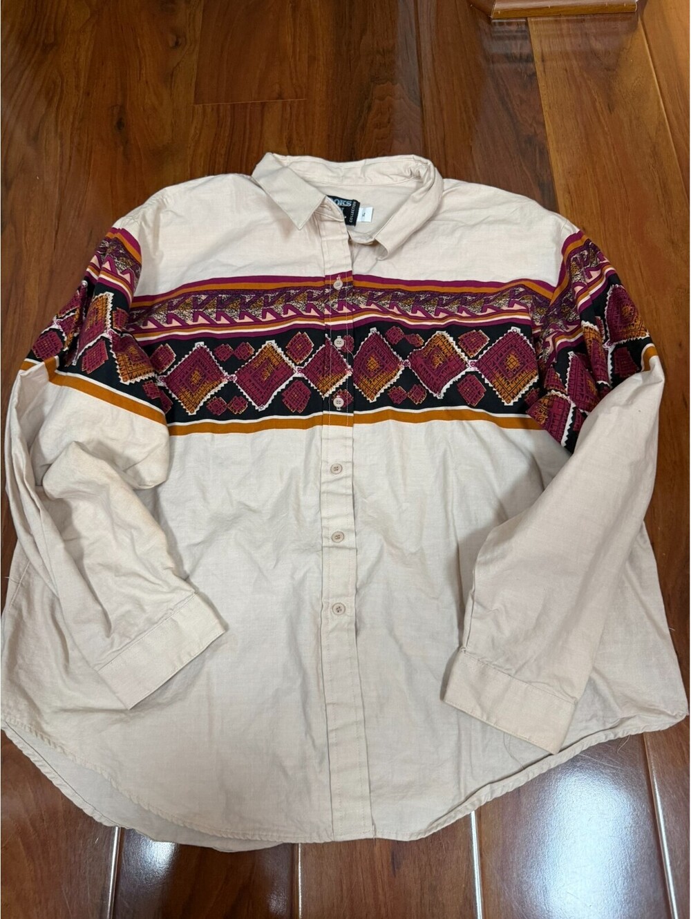Vintage 90s Brooks & Dunn By Panhandle Slim Aztec Red Western Shirt Mens Size XL